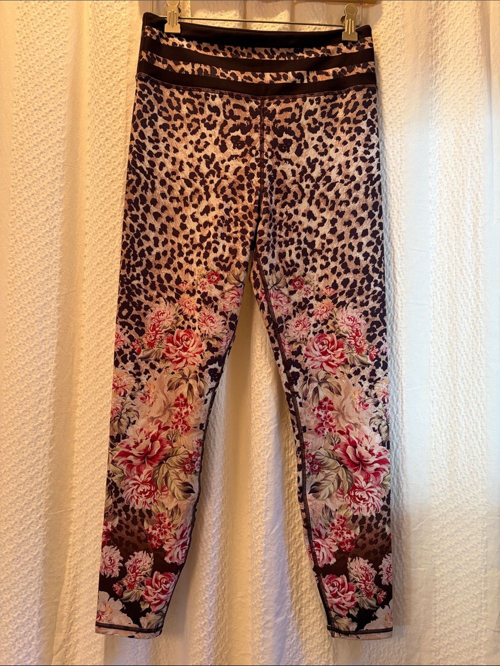 Johnny Was Active Floral Leopard Print Leggings - Pink/Brown